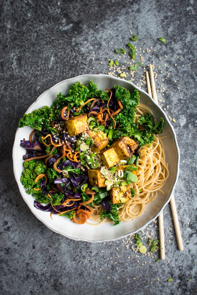 Low Calorie Main Meals on Vegan Recipes for Weight Loss - Kale Stir Fry and Cripsy Tofu by Lauren Caris Cooks